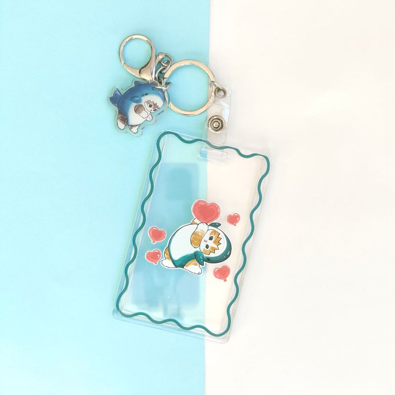 Cat Mofusand Shark Cat Transparent Id Set Student Card Subway Card Access Card Anti-Lost Keychain Card Set - Image 3